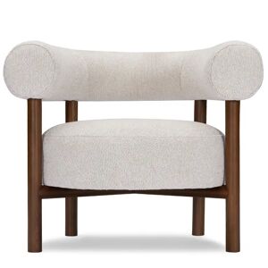 NV GALLERY Fauteuil CAROL - Fauteuil, Bouclette blanc casse & bois de frene, Ø80 Blanc / Marron