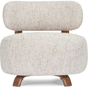 NV GALLERY Fauteuil PLATON - Fauteuil, Tweed beige & bois de frene teinte noyer, Ø75 Beige / Marron