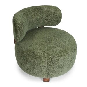 NV GALLERY Fauteuil PLATON - Fauteuil, Tweed vert & bois de frene teinte noyer, Ø75 Vert / Marron