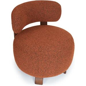 NV GALLERY Fauteuil PLATON - Fauteuil, Rouille bouclé & bois de frêne teinte noyer, Ø60 Rouille / Marron