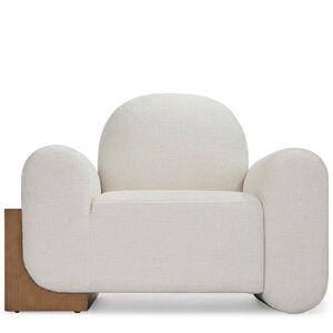 NV GALLERY Fauteuil ISLA Collection Capsule Claire Laffut Fauteuil tweed blanc latte bois noyer Blanc marron