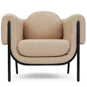 NV GALLERY Fauteuil MOCHI - Fauteuil, Beige bouclette & metal noir Beige / Noir