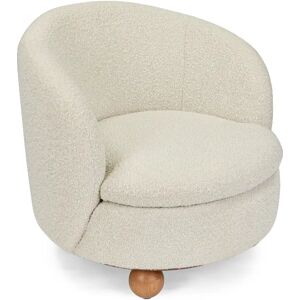 NV GALLERY Fauteuil OLSON - Fauteuil, Blanc avoine bouclé, H41 Blanc / Marron