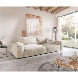 DELIFE Grand canape Lanzo XL 270x130 cm Velours cotele Beige