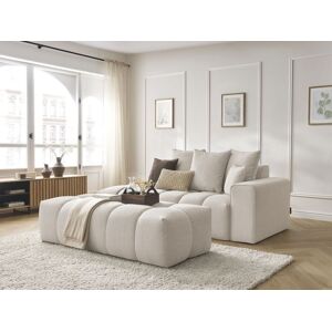 BOBOCHIC Canapé droit fixe ultra moelleux MONT-BLANC tissu chiné avec pouf Beige Accoudoir droit - Publicité