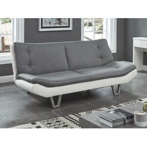 Vente-unique Canape convertible clic clac en tissu UDARA - Gris et blanc