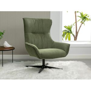 Vente-unique Fauteuil pivotant en velours côtelé vert GALATI