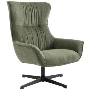 Vente-unique Fauteuil pivotant en velours côtelé vert GALATI