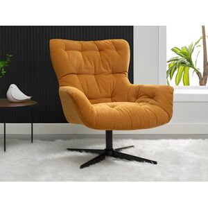 Vente-unique Fauteuil pivotant en tissu jaune OPHELIE