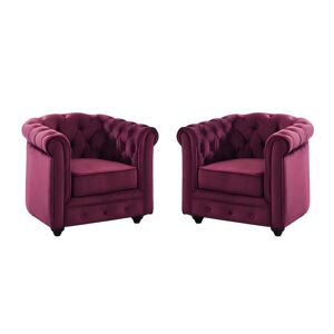 Vente unique Lot de 2 Fauteuils CHESTERFIELD Velours pourpre