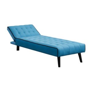 Vente-unique Méridienne convertible BAYOU en tissu - Bleu et passepoil noir