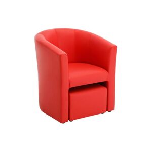 Vente-unique Fauteuil cabriolet et pouf en simili rouge JOVANA