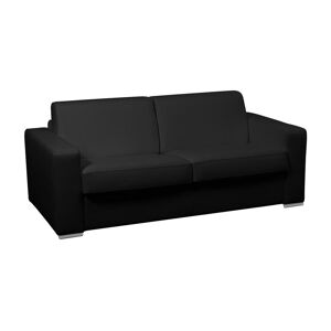 Vente-unique.com Canapé 3 places convertible express 100% cuir de buffle noir matelas 18 cm DELECTEA II