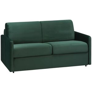 Vente-unique Canape 2 places convertible express en velours vert sapin - Couchage 120 cm - Matelas 18 cm CALIFE