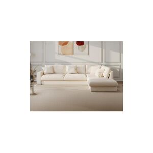Canape d'angle droit en tissu beige JULINA de Maison Cephy