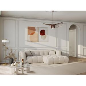 Canape d'angle droit en velours côtele beige NAEMIA de Maison Cephy