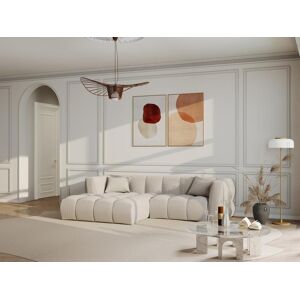 Canape d'angle gauche en velours côtele beige NAEMIA de Maison Cephy