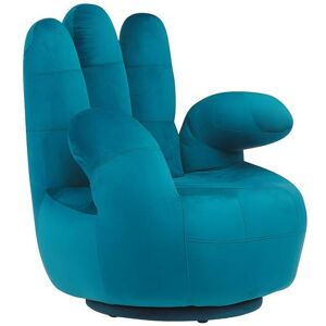 Vente-unique Fauteuil main pivotant CATCHY en velours - Bleu canard