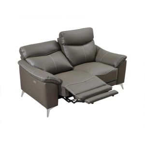 Vente unique Canape 2 places relax electrique en cuir METRONOMYA Taupe