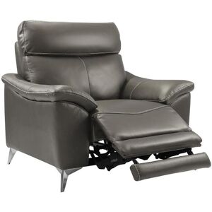 Vente-unique Fauteuil relax electrique en cuir METRONOMYA - Taupe