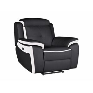 Vente-unique Fauteuil relax électrique en cuir ANGELIQUE - Noir/blanc