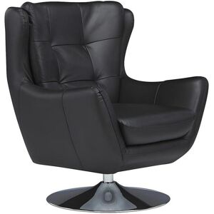 Vente-unique.com Fauteuil pivotant en cuir ANABA - Noir