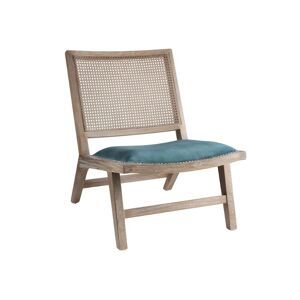 Vente-unique Fauteuil en velours et cannage HELIAS - Bleu