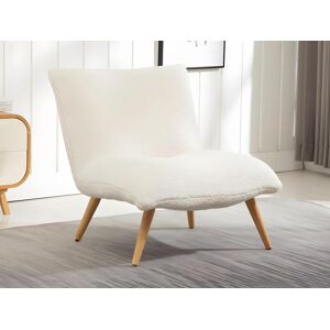 Vente-unique Fauteuil en tissu sherpa effet peau de mouton PEPITA - Blanc