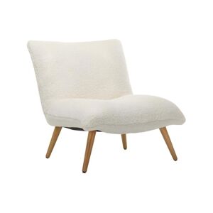 Vente-unique Fauteuil en tissu sherpa effet peau de mouton PEPITA - Blanc