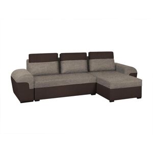 Vente-unique Canapé d'angle réversible et convertible en tissu GABY - Bicolore marron / beige