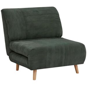 Vente unique Fauteuil convertible en velours cotele PALULA Vert fonce