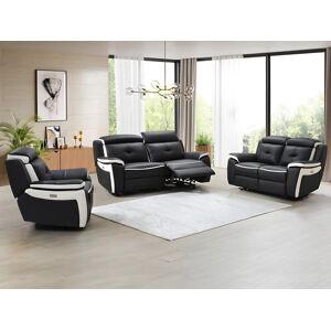 Vente unique Canapes 3 places 2 places et un fauteuil relax electrique en cuir ANGELIQUE Noirblanc