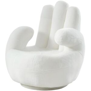 Vente-unique Fauteuil main pivotant CATCHY en fausse fourrure - Blanc