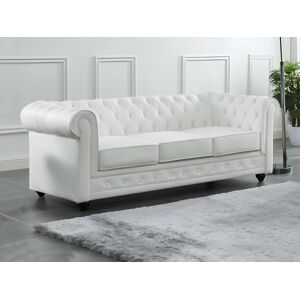 Vente-unique Canapé 3 places en cuir de buffle blanc CHESTERFIELD