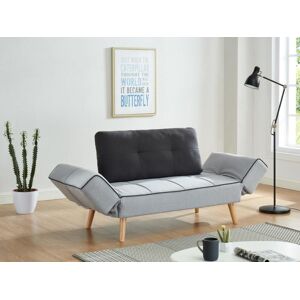 Vente-unique Canape convertible clic-clac en tissu EBATY II - Gris clair et anthracite