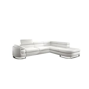 Vente-unique Canapé d'angle droit convertible en simili blanc MYSEN II