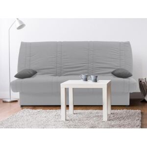 Vente unique Canape convertible clic clac 100 coton avec coffre de rangement FARWEST II Gris clair coussins contrastes