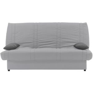 Vente-unique Canape convertible clic-clac 100% coton avec coffre de rangement FARWEST II - Gris clair coussins contrastes