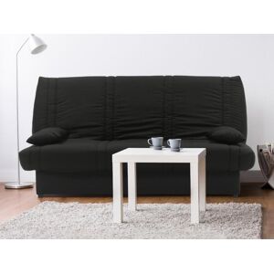 Vente-unique Canape convertible clic-clac 100% coton avec coffre de rangement FARWEST II - Noir coussins noir