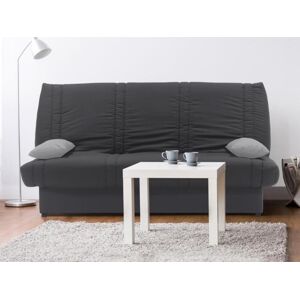 Vente-unique Canapé convertible clic-clac 100% coton avec coffre de rangement FARWEST II - Gris foncé coussins gris clair - Publicité