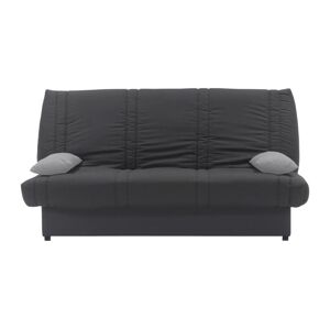 Vente-unique Canapé convertible clic-clac 100% coton avec coffre de rangement FARWEST II - Gris foncé coussins gris clair