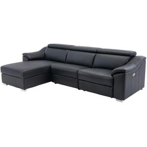 Vente-unique.com Canapé d'angle relax électrique en cuir supérieur noir PEDRERA - Angle gauche