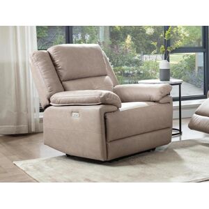 Vente unique Fauteuil relax electrique en tissu taupe DOLENE