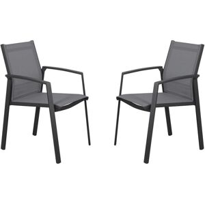 Vente-unique.com Lot de 2 fauteuils de jardin empilables en aluminium - Anthracite - PALOAS