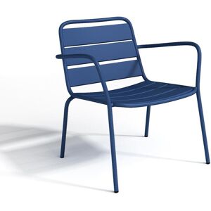 MYLIA Fauteuil bas de jardin empilable en métal - Bleu nuit - MIRMANDE de MYLIA