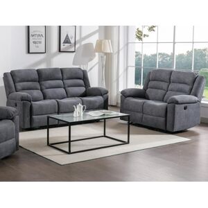 Vente unique Canape 3 places et 2 places relax electrique en tissu gris BUROLO