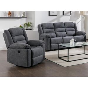 Vente unique Canape 3 places et fauteuil relax electrique en tissu gris BUROLO