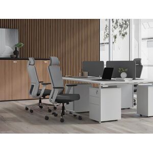 Workēa Fauteuil de bureau professionnel - Avec têtière - Tissu - Gris - VOLTI