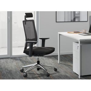 Vente-unique.com Fauteuil de bureau ergonomique professionnel - Avec tetiere - Tissu - Noir - WALLSTREET