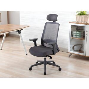 Vente-unique Fauteuil de bureau ergonomique professionnel - Avec têtière - Nylon et tissu - Gris - BANKANO